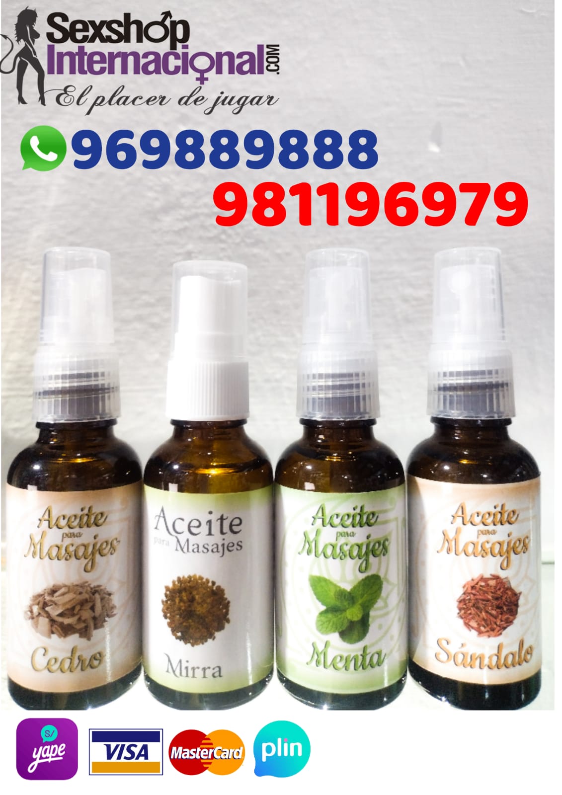 AFRODISIACO ACEITES DE MASAJES CORPORALES-AROMA RELAJANTES-SEXSHOP LIMA 971890151 